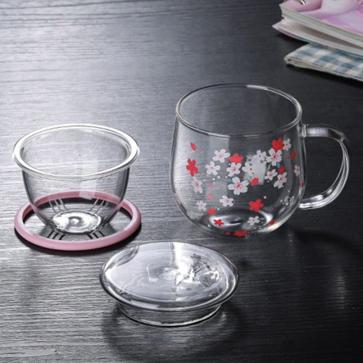 2x-sakura-mug-glass-mug-with-tea-infuser-filter-amp-lid-cherry-blossoms-cup-set-blossoms-flower-teacup-300ml-glasses