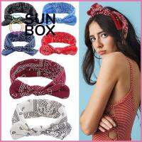 SUN BOX Paisley พิมพ์ เครื่องประดับผม ผ้าโพกหัวข้าม ยางยืด ที่คาดผมย้อนยุค โบว์ Headwrap ที่คาดผมโบว์สตรี ที่คาดผมหูกระต่าย