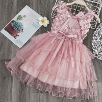 Girls Summer Dresses Sleevess Ruffle Floral TUTU Dress Kids Baby Princess Birthday Gift Dot Tulle Costume  by Hs2023