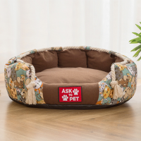 Dog Bed Nest Round Cartoon Printed Kennel Breathable Dogs Canvas House s Product For Small Medium s