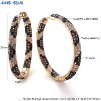 MHS.SUN New Big Leopard Hoop Earrings Women/Girls Fashion Mosaic AAA Zircon Loop Earrings Luxury Gold Color Ear Jewelry