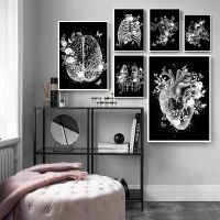 ₪ สีดำและสีขาว Anatomy Skeleton Wall Art โปสเตอร์และพิมพ์ Nordic Wall ภาพวาดผ้าใบสำหรับ Doctor Office Decor