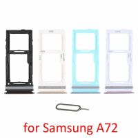 ถาดใส่ซิมการ์ดขาตั้งสำหรับ Samsung Galaxy A72 A725 A725M A725F ซิม SD โทรศัพท์ใหม่ของแท้ช่องเสียบชิปอะแดปเตอร์ส่วนลิ้นชัก + ขา