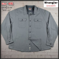 Wrangler®แท้ อกจริง 58 ไซส์ 6XL เสื้อเชิ้ตผู้ชาย แรงเลอร์ แขนยาว สีเทา