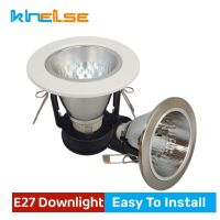 Round Nickel/White E27 Downlight Frame Recessed Ceiling Mounted Bracket Socket Replaceable E27 Bulb Spot Ligthing Fixture Holder