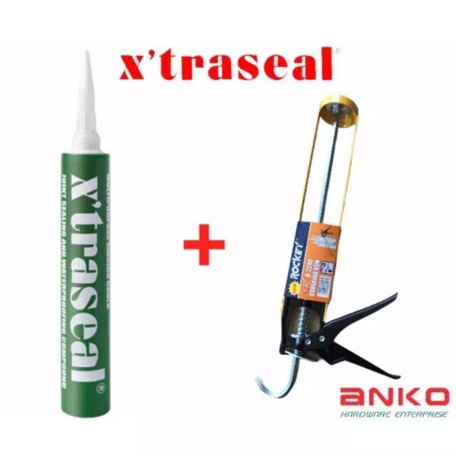 XTRASEAL AWNING & ROOFING CAULK WITH SILICONE CAULKING GUN (GREY