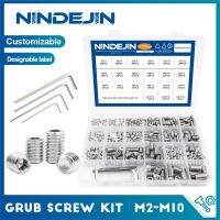 NINDEJIN 411Pcs 1084Pcs Hex Hexagon Grub Screw ชุด M2-M10สแตนเลส Headless Allen ซ็อกเก็ตพอยท์สกรู DIN916 Bolt