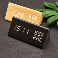 （HOT NEW）นาฬิกาปลุกไม้การควบคุมด้วยเสียงนาฬิกาปลุกไม้ Usb/aaa PoweredDesktop Clocks