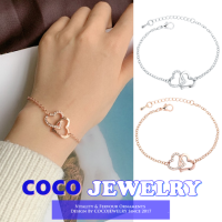 COCOJEWELRY สร้อยข้อมือหัวใจพลอยเทียมแฟชั่นเกาหลีสำหรับผู้หญิงของขวัญเครื่องประดับอัญมณีสำหรับเด็กผู้หญิง