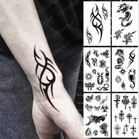 Waterproof Temporary Tattoo Sticker Dark Dragon Flash Tatoo Maori Tribal Totem Arm Wrist Fake Tatto For Body Art Women Men Stickers