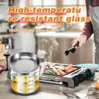 Transparent Glass Oil Filter Pot with Scale Kitchen Oil Separator Home Bacon Grease Container with Fine Mesh Strainer