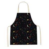 Astronaut Planet Print Cooking Apron Adult Kids Home Sleeveless Linen Cooking Aprons Rocket Pattern Baking Cleaning Pinafore Aprons