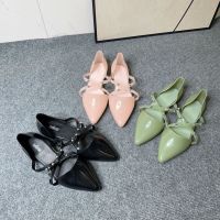 【ready stock】Newmelissa-Pointed round bead flat sole sandals Daily time butterfly jelly womens shoes