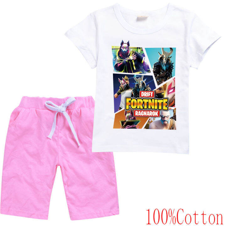 fortnites-เสื้อยืดชุดสาวเด็กแขนสั้นเสื้อทีกางเกงขาสั้น8353สบายๆการ์ตูนกางเกงขาสั้นใหม่บุคลิกภาพเสื้อยืดแฟชั่นใหม่