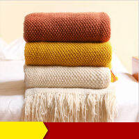 Nordic ถัก Tassels โซฟาผ้าพันคอนุ่มสบาย Siesta Shawl ผ้าห่มสีทึบ Weighted ผ้าห่มสำหรับเตียงโซฟาผ้าห่ม