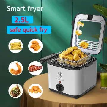 Small Electric Deep Fryer Cooker Home Countertop Single Basket Fries 2.5L  1000W