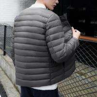 ZZOOI Men Round Neck Packable Ultra Light Weight Short Down Jacket Mens Slim Fit Winter Coats