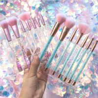 【cw】 7 Pcs Glitter Handle Makeup Brushes Set Foundation Eyebrow Face Make Up !