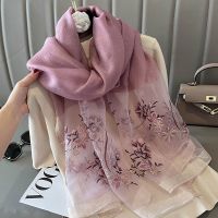 ▫✴❏ Luxury Brand Silk Wool Women Scarf Embroidery Shawl and Wraps Foulard Female Hijab Bandana scarves for lady flowers beach stoles