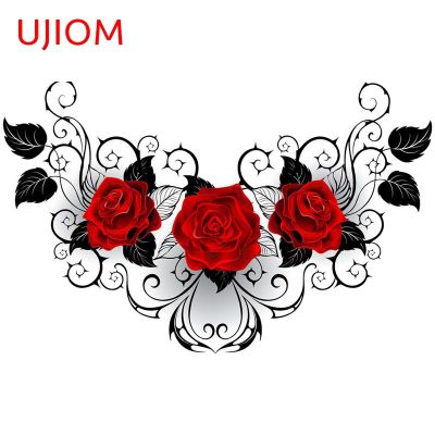 UJIOM Red Roses Flowers Wall Stickers Home Decor Living Room Decor Vinyl Wallpaper Home Office Room Decals Poster Wallpapers