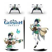 Genshin เคส PS5สติ๊กเกอร์สกินดิจิตอลกันกระแทกสำหรับไวนิลสกินเครื่องควบคุมและคอนโซลของ PlayStation 5