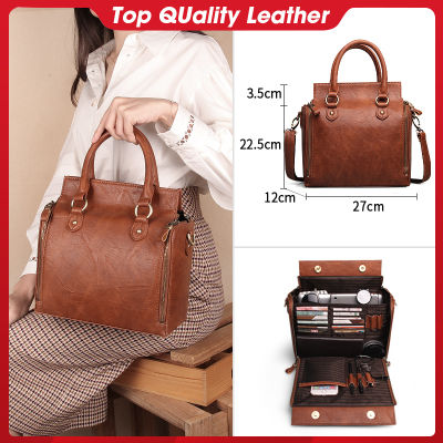 2021 Genuine Leather Women Totes Large Capacity Multi-Pocket Business Laptop Handbags Ladies Top-Handle Organizer Shoulder Bag