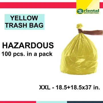 YELLOW Trash Bag Garbage Bag 50 pcs (XL) Heavy Duty Wholesale, HOSPECO