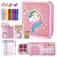 Cute Unicorn Painting Pencil Case Set For Girls Large Capacity Pencil Box Portable Kid Pen Bag School Pouch School Supplies Gift Pencil Cases Boxes