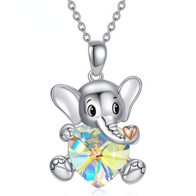 JDY6H Exquisite Love Elephant Necklace Fashion Crystal Elephant Necklace for Women Jewelry Wedding Engagement Anniversary Gift