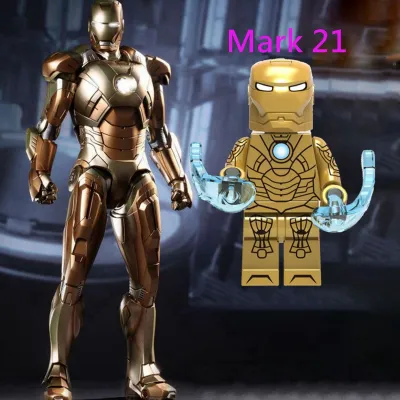 Mark 21 Midas Marvel ซูเปอร์ฮีโร่ไอรอนแมน Tony Stark สงครามเครื่องจักร Minifigures บล็อกตัวต่อ Kids Toys