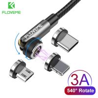 【LZ】 Floveme 540 gire o cabo magnético 3a usb c cabo para o iphone 12 11 tipo rápido c micro cabo usb para xiaomi 10s fio de carregamento de dados