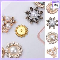 JING 10PCS งานฝีมือ DIY คริสตัล เครื่องประดับหมวก เครื่องประดับศีรษะ ปุ่ม Rhinestone กระดุมมุก กิ๊บติดผมไข่มุก