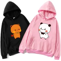 Hoodie Pasangan Panda Dan Brownie Bear, Baju Sweter Grafis Bubu Dan Dudu Lucu Kasual Gaya Korea Size Xxs-4Xl