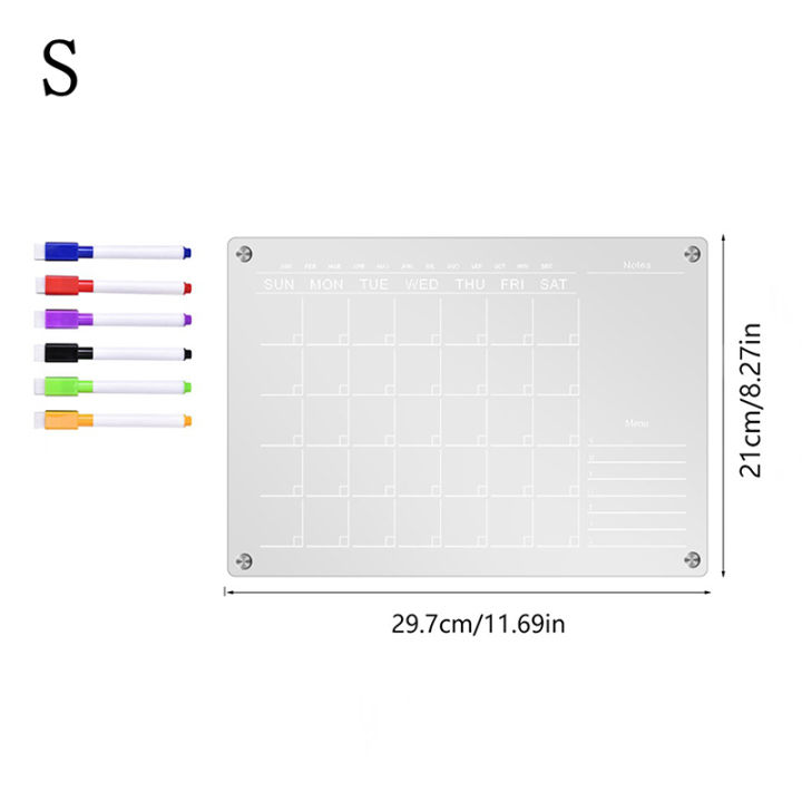 bali-สติกเกอร์แม่เหล็กติดตู้เย็นอะคริลิคใสกระดานปฏิทินวางแผนรายวันตารางเวลารายเดือนบอร์ดลบแบบแห้งสำหรับบ้านโรงเรียนสำนักงาน