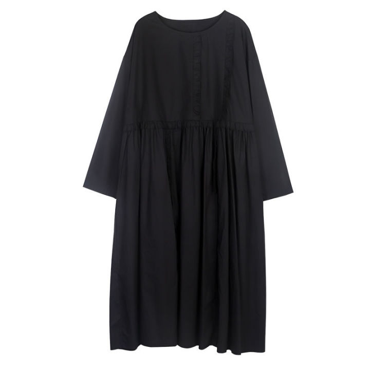 xitao-dress-casual-women-black-long-sleeve-dress