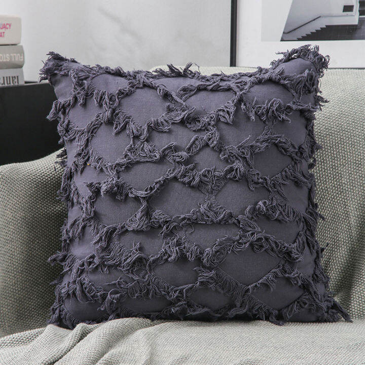 solid-color-pillowcase-plush-pillowcase-cushion-case-tassels-pillow-cover-double-sided-pillow-cover-living-room-cushion