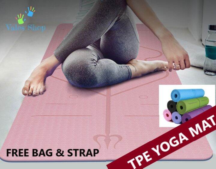 TPE yoga mat. Free straps and yoga mat bag Lazada Singapore