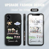 เคสโทรศัพท์สำหรับ OPPO A18 A38การ์ตูนสุนัขสนอปปี้ชาร์ลีบีพิมพ์ลายด้านข้างลายผู้หญิงเคสโทรศัพท์ลายขอบสี่เหลี่ยมปลอกซิลิโคนเหลวคลุมทั้งหมดเคสป้องกันทนแรงกระแทกกล้อง