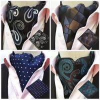 Men Classic Polka Dots Paisley Cravat Ascot Handkerchief Pocket Square Set BWTHZ0518