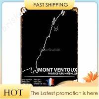 Mont Ventoux Malaucene เส้นทางโปรวองซ์ฝรั่งเศสจักรยานเส้นทางแผนที่ศิลปะการพิมพ์โปสเตอร์แผ่นโลหะคลับบาร์ที่กำหนดเอง 20 * 30 ซม