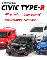 1:32 DIECAST Honda Civic type R รุ่นรถเสียงและแสงดึงกลับ caR ของเล่นคอลเลกชันของเล่นสำหรับชาย