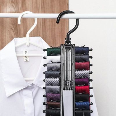 1pc 20 Rows Removable Tie Clip Belt Scarves Finishing Organizer Hanging Multifuction Home Saver Storage Hanger Space Rack