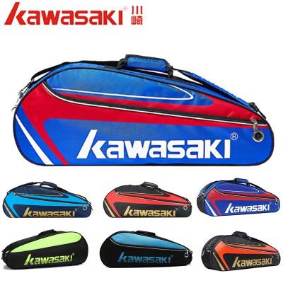 Kawasaki กระเป๋าแบดมินตันกันน้ำไหล่เดี่ยวไม้สควอชไม้เทนนิสกระเป๋ากีฬาที่วางกระป๋องไม้3ชั้นกระเป๋ารองเท้าผู้ชาย