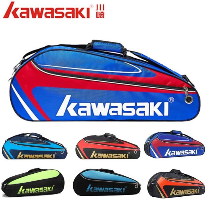 kawasaki-กระเป๋าแบดมินตันกันน้ำไหล่เดี่ยวไม้สควอชไม้เทนนิสกระเป๋ากีฬาที่วางกระป๋องไม้3ชั้นกระเป๋ารองเท้าผู้ชาย