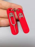 3pc SIM Card Removal Needle Pin Anti-lost Tray Keychain Charm Split Ring SIM Card Eject Pin Tool Red Universal Phone Accessories