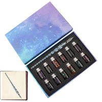 【LZ】▲✓  Crystal Starry Sky Caligrafia Dip Pen Set Glitter Pó Canetas Lápis De Escrita Caixa De Presente Tintas De 12 Cores