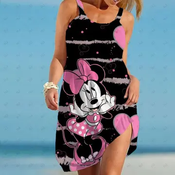 Summer Disney Minnie Mickey Mouse Sexy Mini Bodycon Short Sleeve