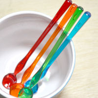 4pcs Acrylic Stick Short Coffee Spoons Long Handled Mixing Spoon Set Cold Drink Fruit Ice Cream Dessert Tea Scoop Ladle