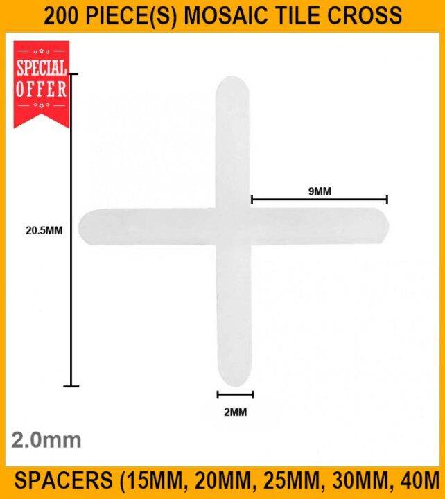200 PIECE(s) Mosaic Tile Cross & Tile Spacers (15mm, 20mm, 25mm, 30mm