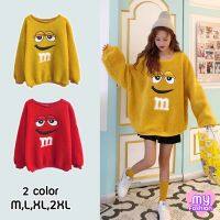 ?MYF มาใหม่?เสื้อสเวตเตอร์ผ้าสำลีหนานุ่ม ปักลาย M&amp;M